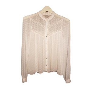 Zara Cream Swiss Dot vintage Bohemian top